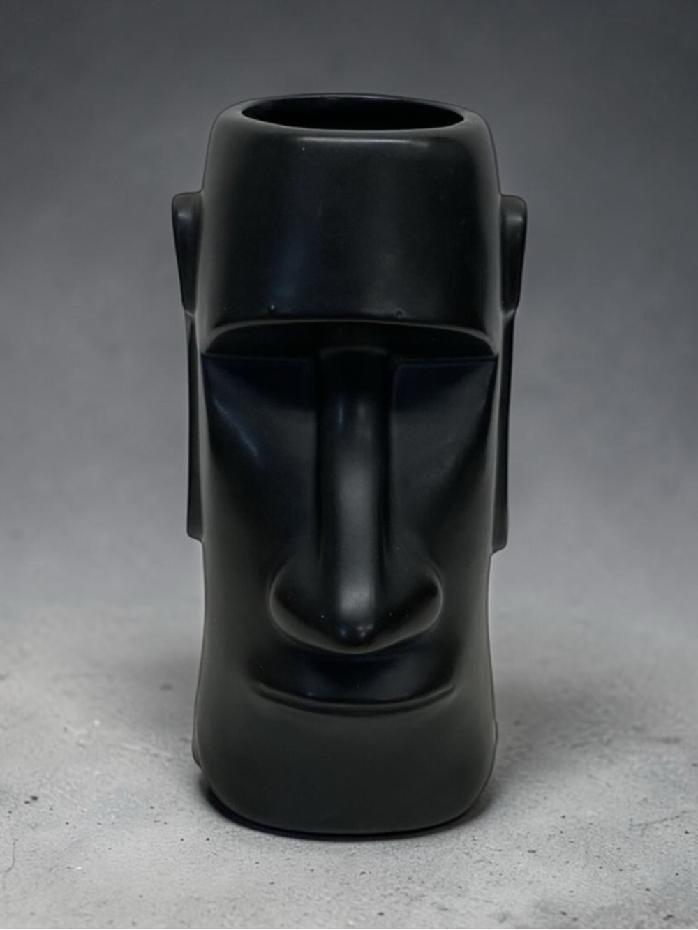 Vintage Tiki Cup Mug Vase OMC Black Hawaiian Easter Island Japan